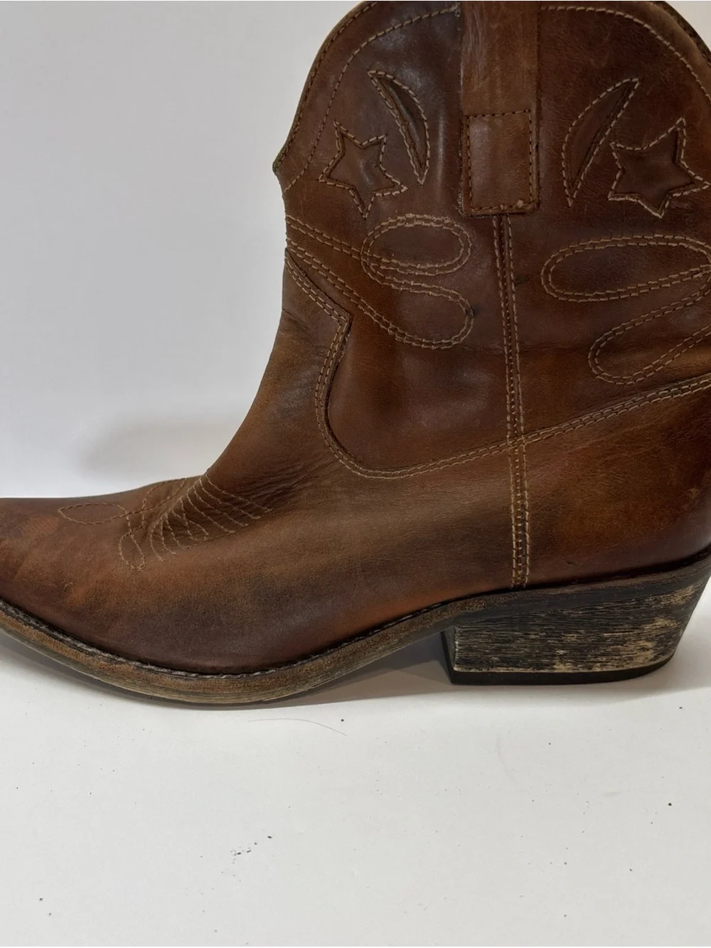 Zigi Soho women’s Brown Leather Western Ankle Booties with Side Zip side 9
